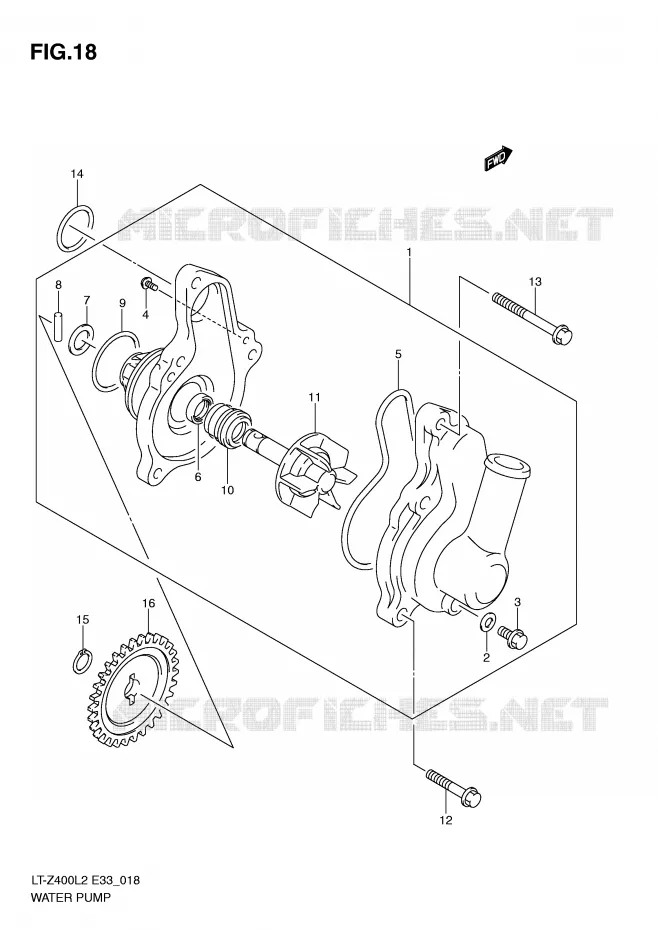 WATERPOMP Suzuki QUAD 400 QUADSPORT 2012  LT-Z400ZL2(E33)