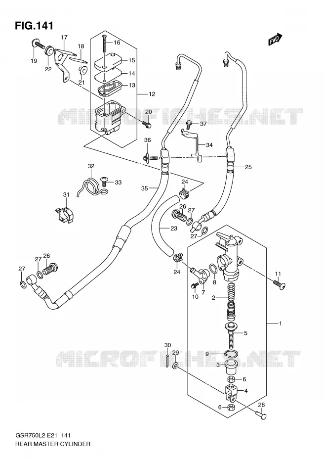 ACHTER hoofdremcilinder (GSR750AL2 E21) Suzuki MOTO 750 GSR 2012  GSR750UEL2(E21)