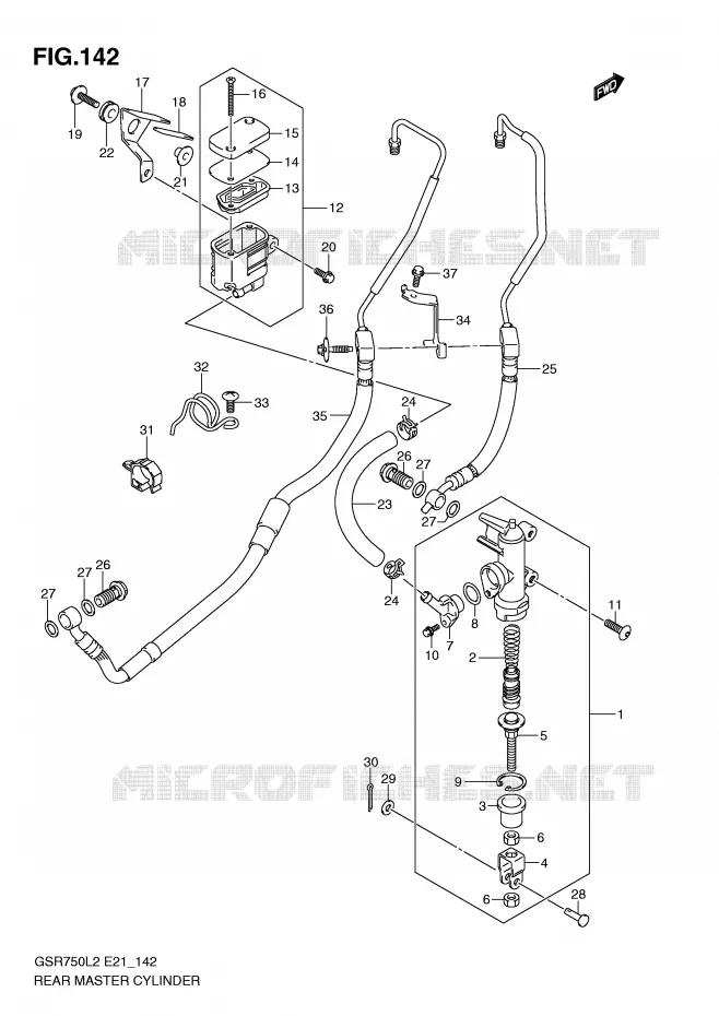 ACHTER hoofdremcilinder (GSR750AL2 E24) Suzuki MOTO 750 GSR 2012  GSR750L2(E21)