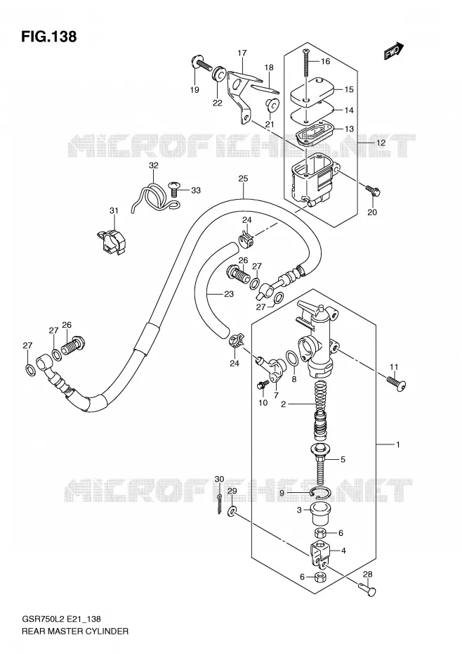 ACHTER hoofdremcilinder (GSR750L2 E21) Suzuki MOTO 750 GSR 2012  GSR750L2(E21)