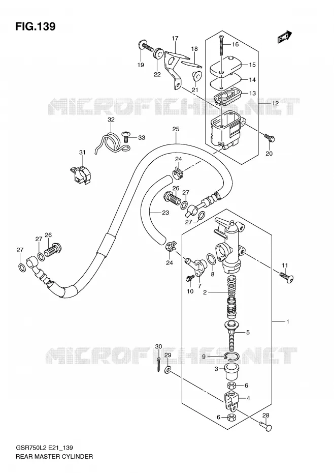 ACHTER hoofdremcilinder (GSR750L2 E24) Suzuki MOTO 750 GSR 2012  GSR750L2(E21)
