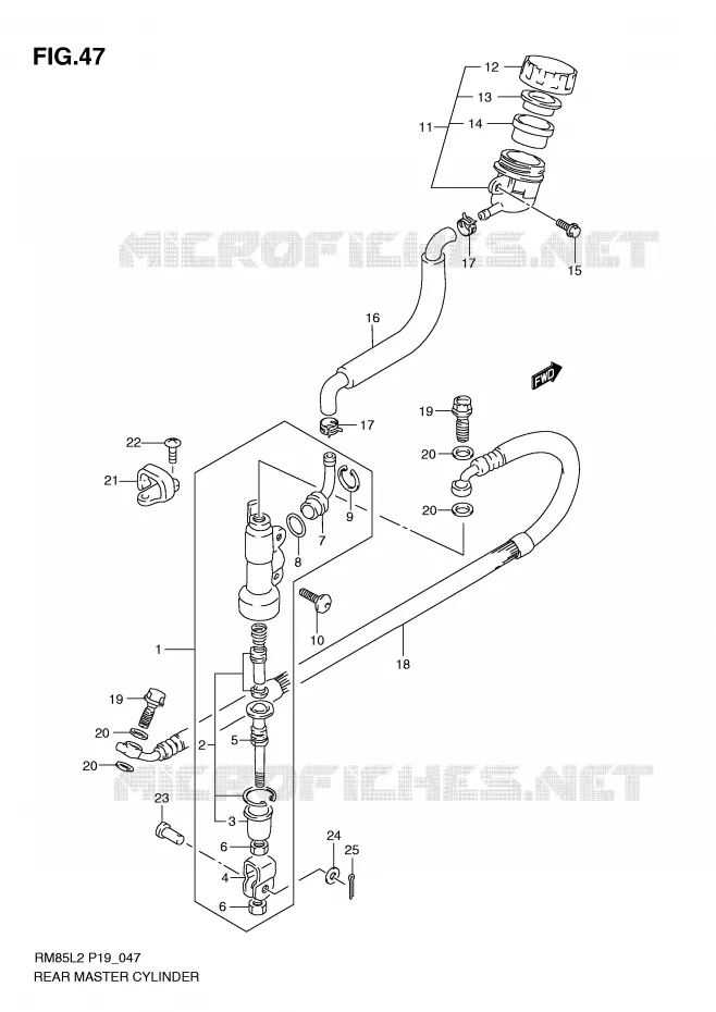 ACHTER hoofdremcilinder (RM85L2 P19) Suzuki MOTO 85 RM 2012  RM85L2(P19)
