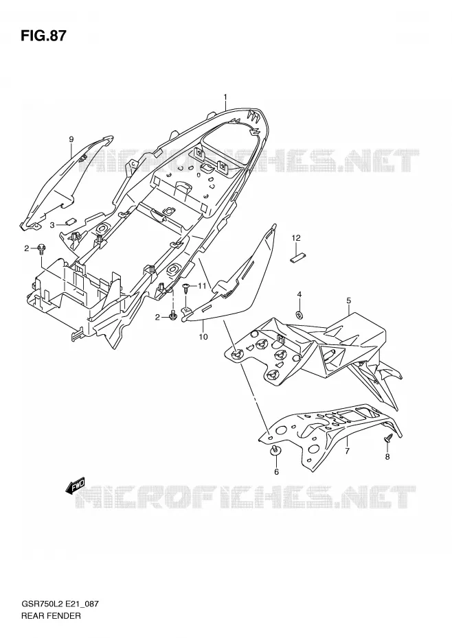 ACHTERSPATBORD (GSR750L2 E21) Suzuki MOTO 750 GSR 2012  GSR750UEL2(E21)