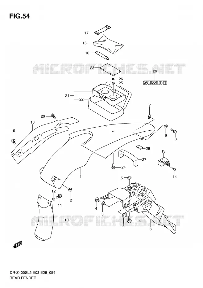 ACHTERSPATBORD Suzuki MOTO 400 DR-Z 2012  DR-Z400SL2(E03)