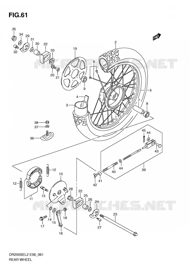 ACHTERWIEL Suzuki MOTO 200 DR 2012  DR200SEL2(E06)
