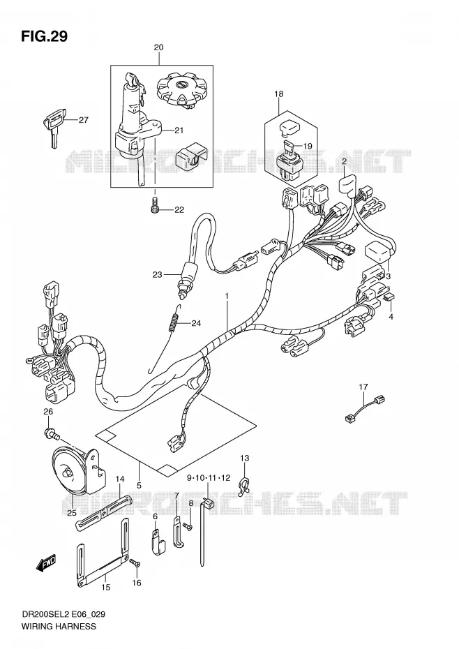 BEDRADING (DR200SEL2 E24) Suzuki MOTO 200 DR 2012  DR200SEL2(E06)