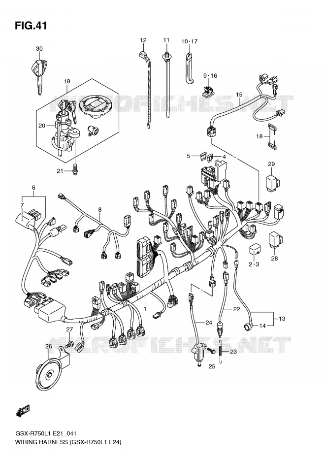 BEDRADING (GSX-R750L1 E24) Suzuki MOTO 750 GSX-R 2012  GSX-R750UFL1(E21)