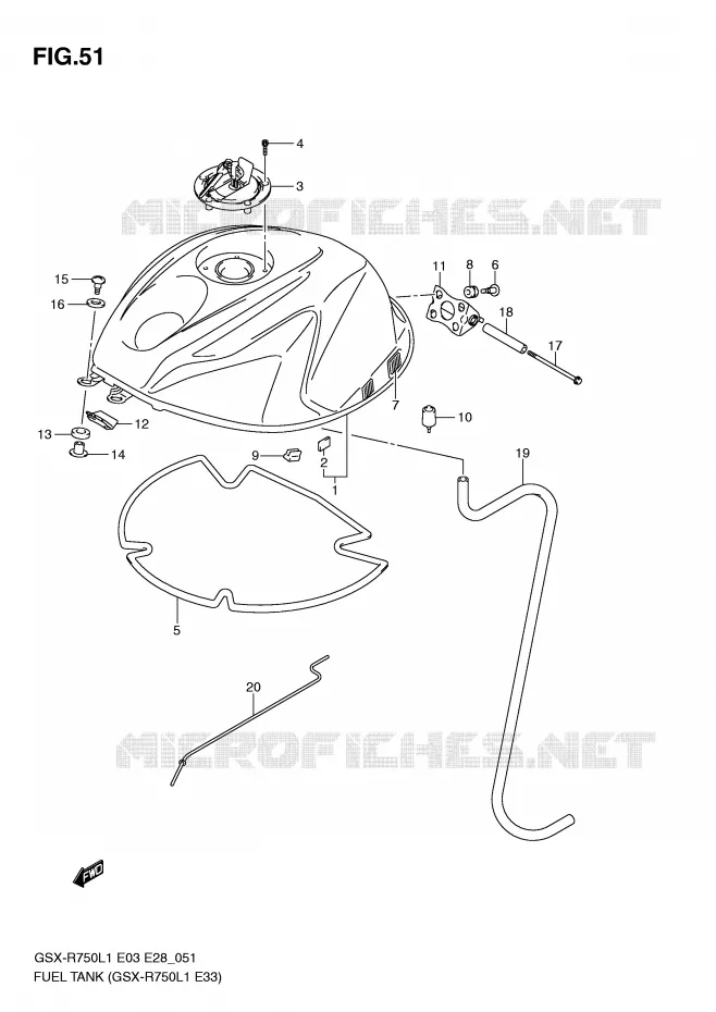 BENZINETANK (GSX-R750L1 E33) Suzuki MOTO 750 GSX-R 2011  GSX-R750L1(E3)