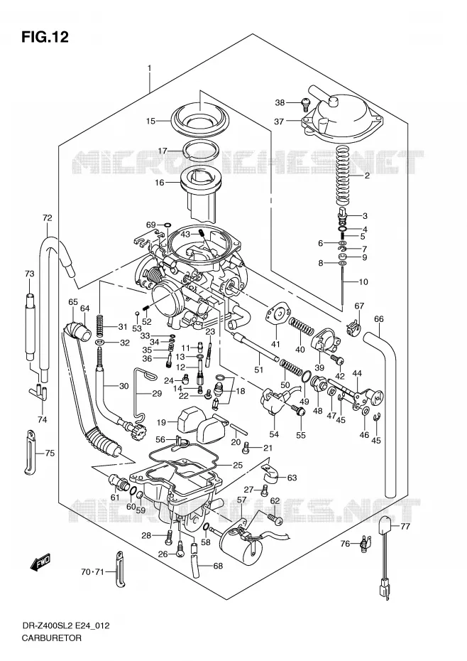 CARBURATOR Suzuki MOTO 400 DR-Z 2012  DR-Z400SL2(E24)