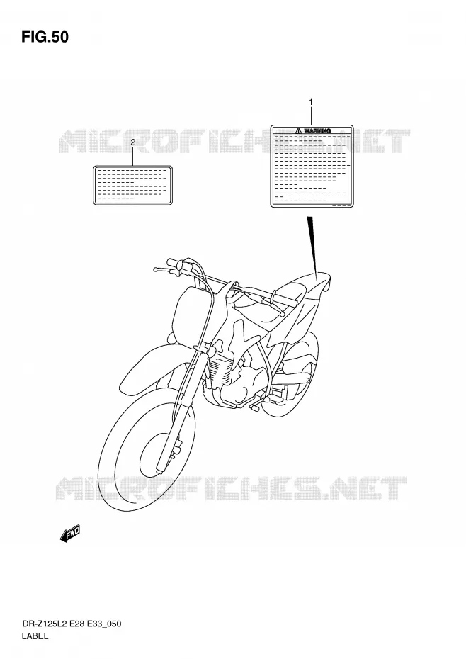 ETIKET (DR-Z125L2 E33) Suzuki MOTO 125 DR-Z 2012  DR-Z125LL2(E28)