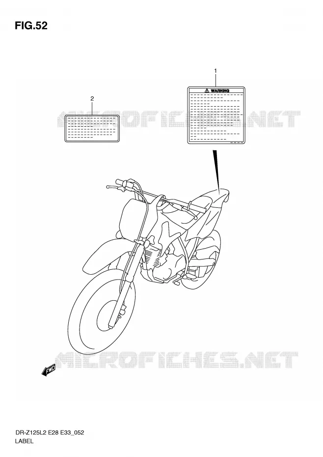 ETIKET (DR-Z125LL2 E33) Suzuki MOTO 125 DR-Z 2012  DR-Z125LL2(E28)
