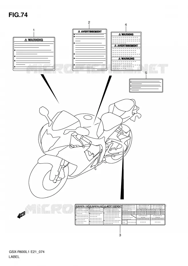 ETIKET (GSX-R600UFL1 E21) Suzuki MOTO 600 GSX-R 2011  GSX-R600UEL1(E21)