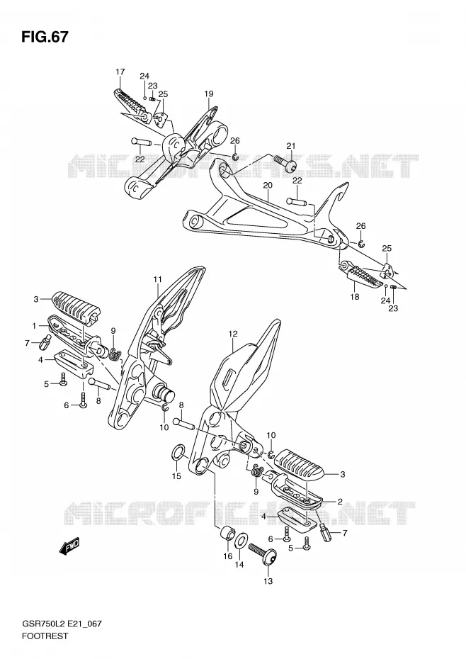 FOOTREST Suzuki MOTO 750 GSR 2012  GSR750AL2(E21)