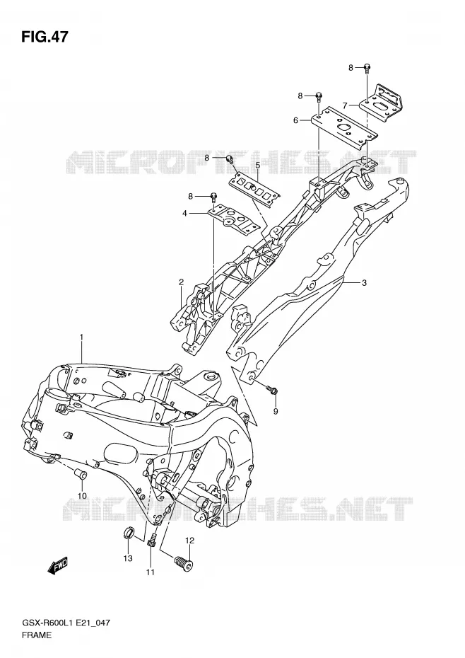 FRAME Suzuki MOTO 600 GSX-R 2011  GSX-R600L1(E21)