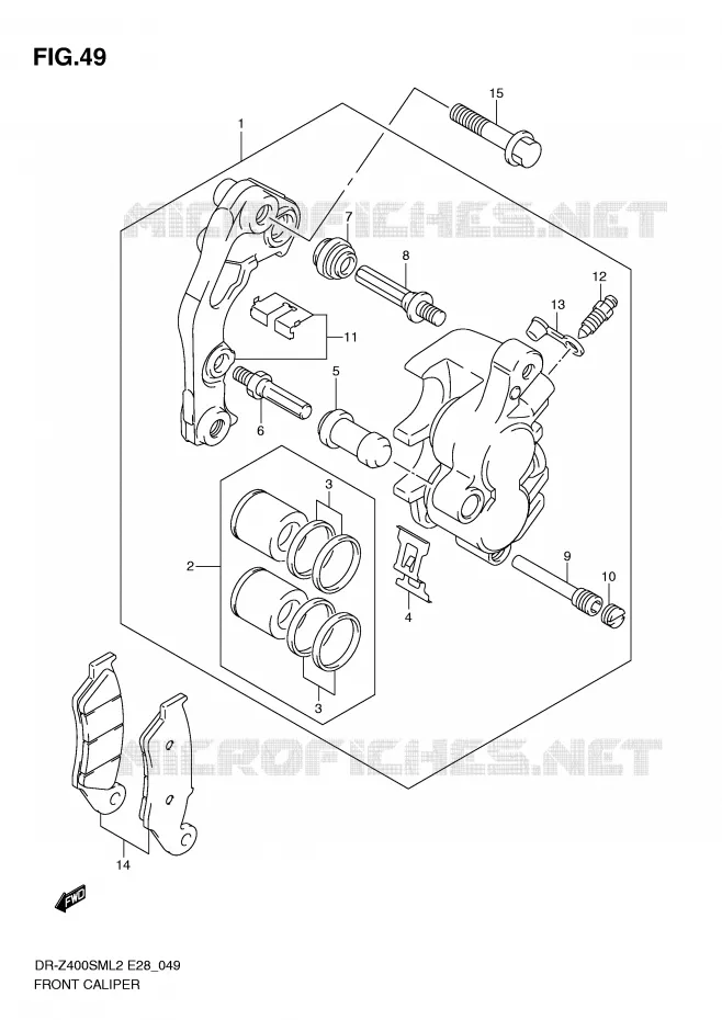 FRONT CALIPER Suzuki MOTO 400 DR-Z 2012  DR-Z400SML2(E28)