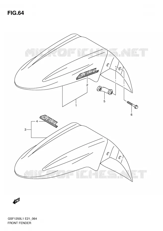 FRONT FENDER (GSF1250AL1 E21) Suzuki MOTO 1250 BANDIT 2012  GSF1250L1(E21)