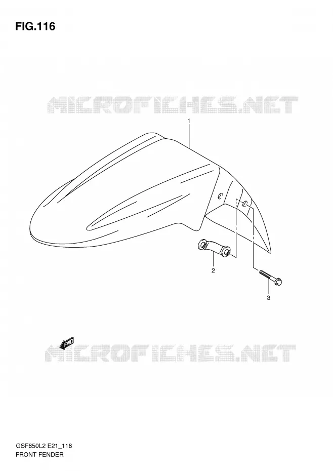 FRONT FENDER (GSF650SUL2 E21) Suzuki MOTO 650 BANDIT 2012  GSF650L2(E21)