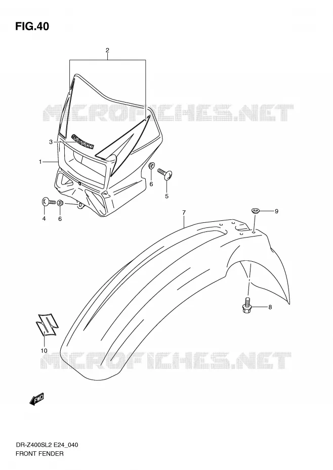 FRONT FENDER Suzuki MOTO 400 DR-Z 2012  DR-Z400SL2(E24)