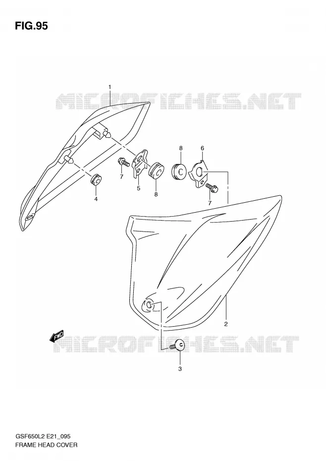 FRONT FRAME COVER (GSF650L2 E21) Suzuki MOTO 650 BANDIT 2012  GSF650SUAL2(E21)