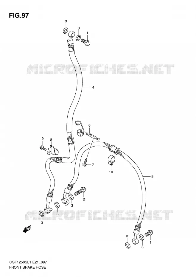 FRONT REMSLANG (GSF1250SL1 E24) Suzuki MOTO 1250 BANDIT 2011  GSF1250SL1(E21)