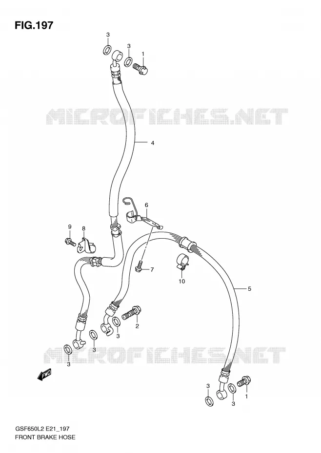 FRONT REMSLANG (GSF650L2 E21) Suzuki MOTO 650 BANDIT 2012  GSF650SUAL2(E21)