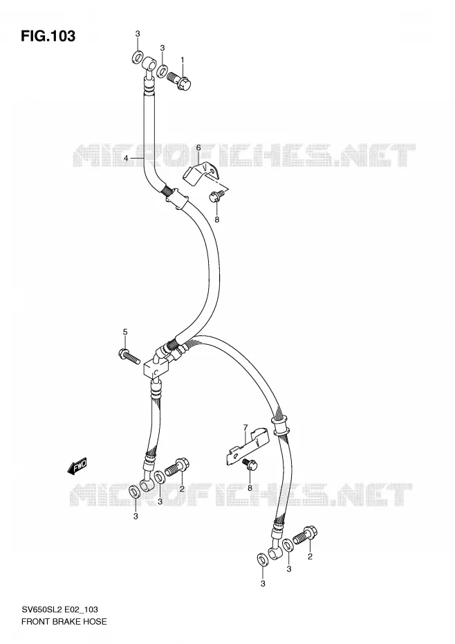 FRONT REMSLANG (SV650SL2 E24) Suzuki MOTO 650 SV 2012  SV650SAL2(E02)