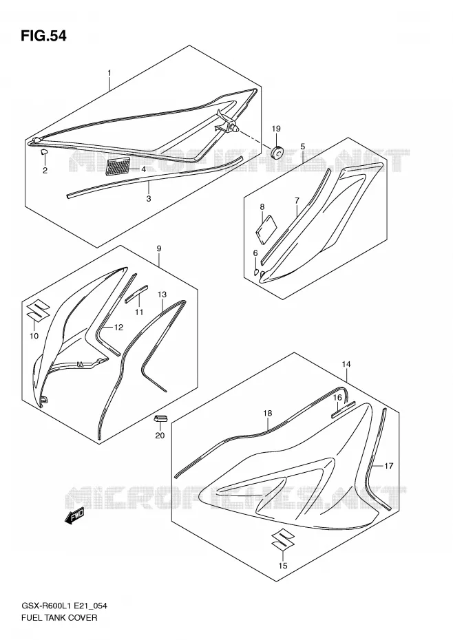 FUEL TANK - COVERS Suzuki MOTO 600 GSX-R 2011  GSX-R600L1(E21)