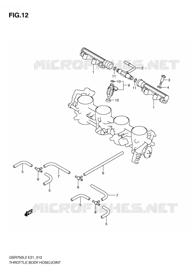 GASKLEPHUIS SLANG / JOINT Suzuki MOTO 750 GSR 2012  GSR750AUEL2(E21)