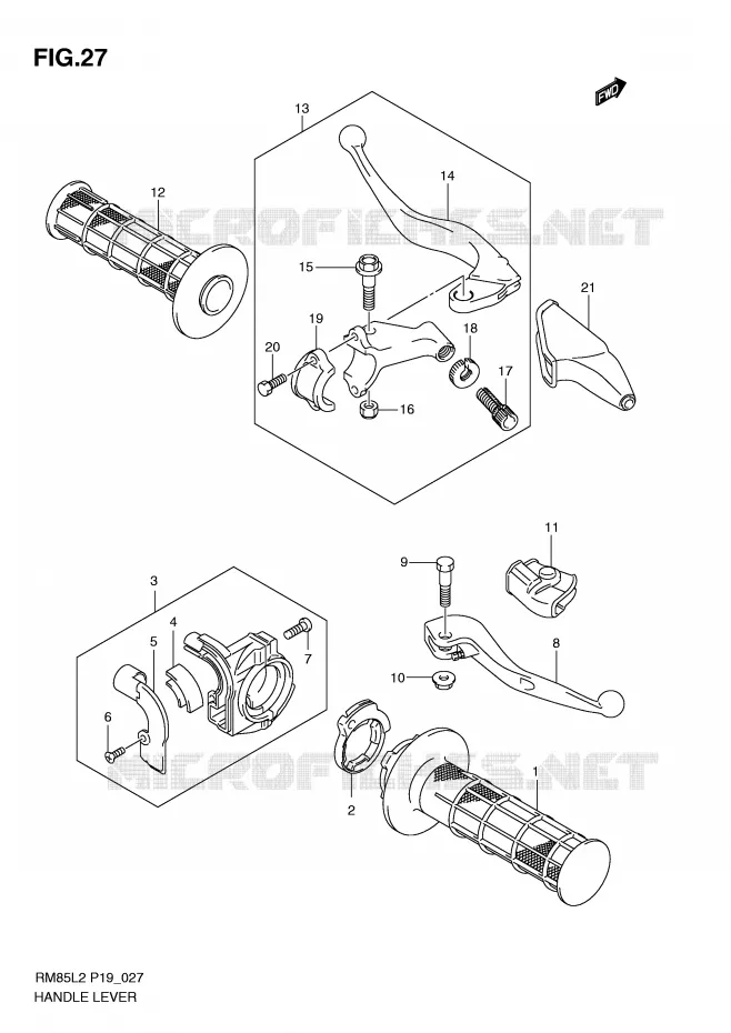 HANDGRIPS - LEVERS Suzuki MOTO 85 RM 2012  RM85LL2(P19)