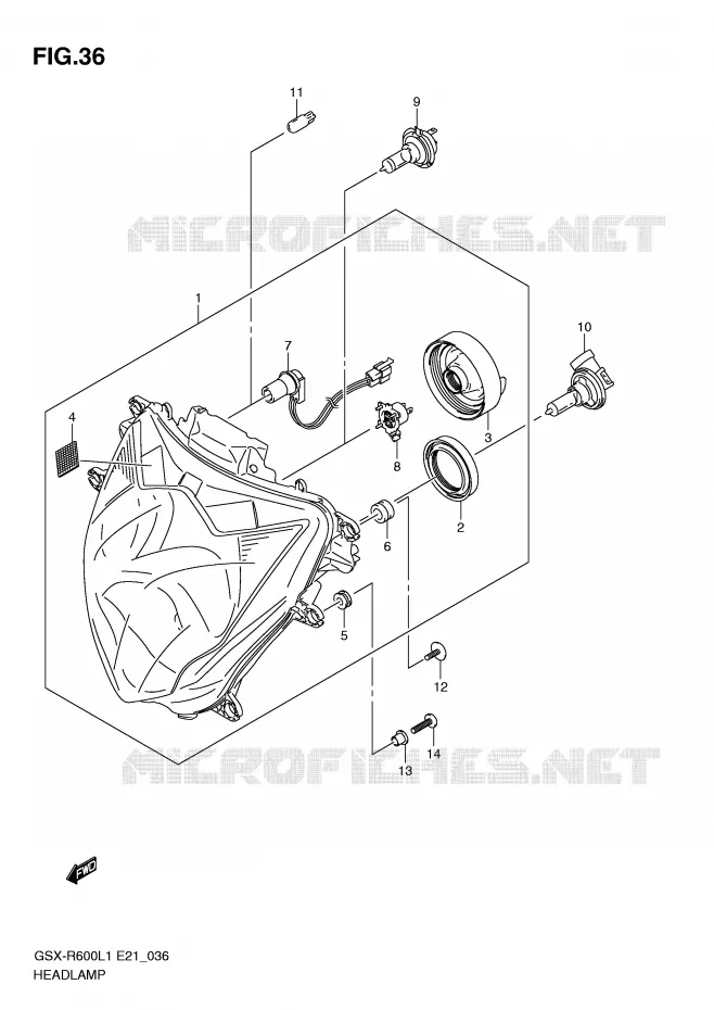 KOPLAMP (GSX-R600L1 E21) Suzuki MOTO 600 GSX-R 2011  GSX-R600UFL1(E21)
