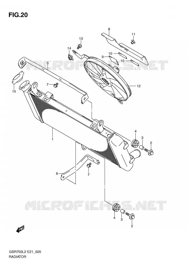 RADIATOR (GSR750UEL2 E21) Suzuki MOTO 750 GSR 2012  GSR750AL2(E21)