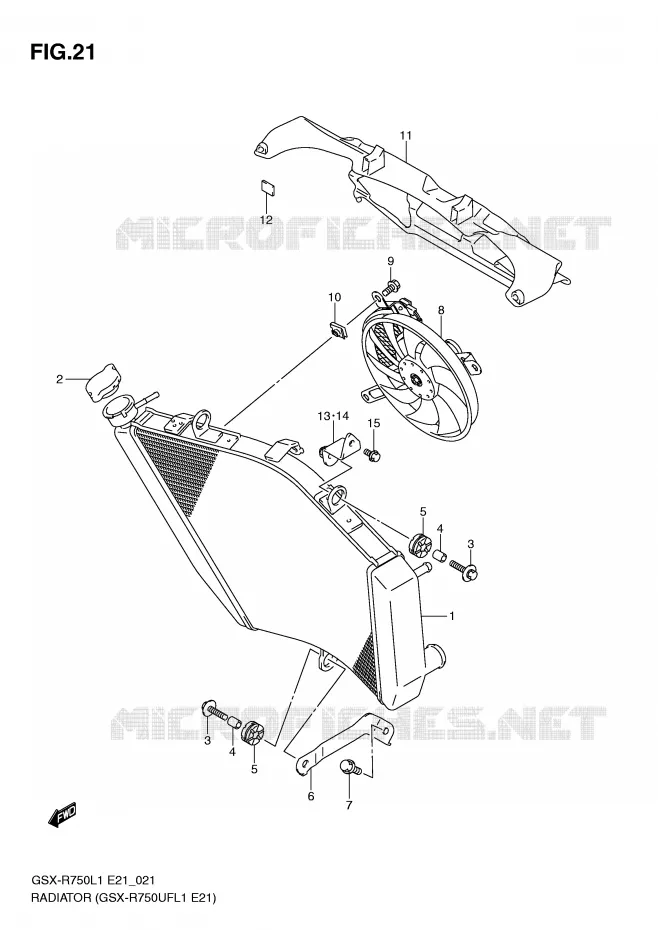 RADIATOR (GSX-R750UFL1 E21) Suzuki MOTO 750 GSX-R 2011  GSX-R750L1(E21)