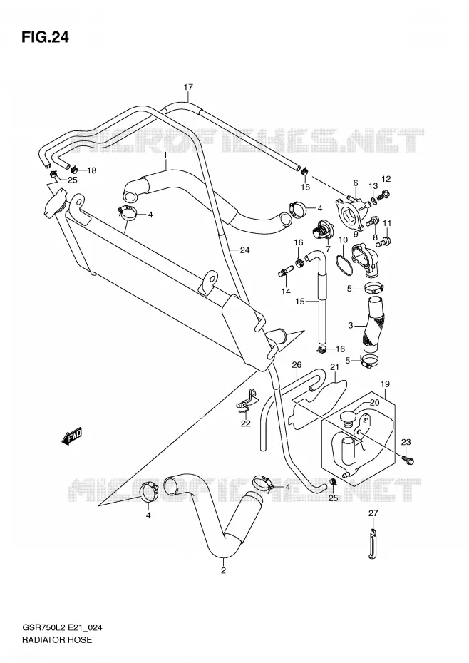 RADIATOR SLANG Suzuki MOTO 750 GSR 2012  GSR750AL2(E21)