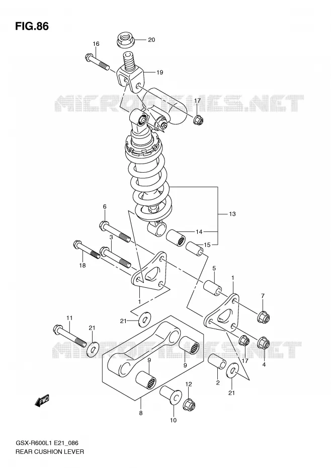 SCHOKBREKER AANEENSCHAKELING (GSX-R600L1 E21) Suzuki MOTO 600 GSX-R 2011  GSX-R600UEL1(E21)
