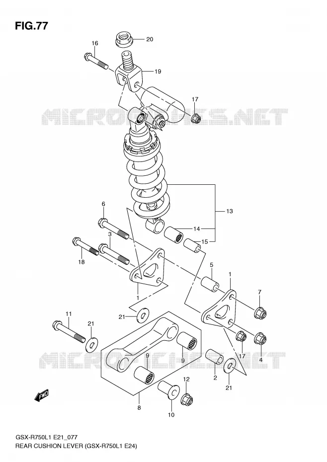 SCHOKBREKER AANEENSCHAKELING (GSX-R750L1 E24) Suzuki MOTO 750 GSX-R 2011  GSX-R750L1(E21)
