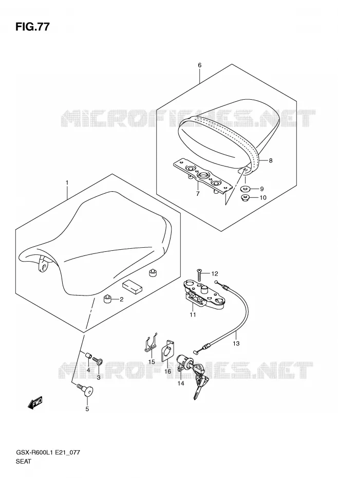SEAT (GSX-R600UEL1 E21) Suzuki MOTO 600 GSX-R 2012  GSX-R600UFL1(E21)