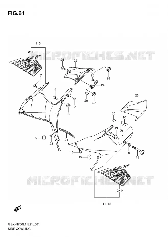 SIDE KUIP Suzuki MOTO 750 GSX-R 2012  GSX-R750UFL1(E21)