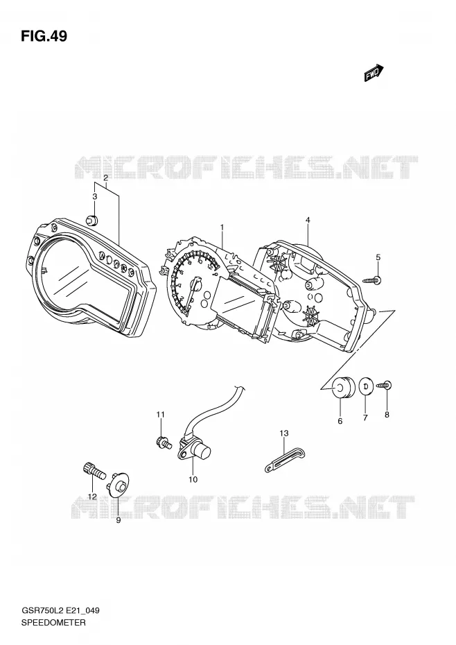 SNELHEIDSMETER (GSR750AUEL2 E21) Suzuki MOTO 750 GSR 2012  GSR750AL2(E21)