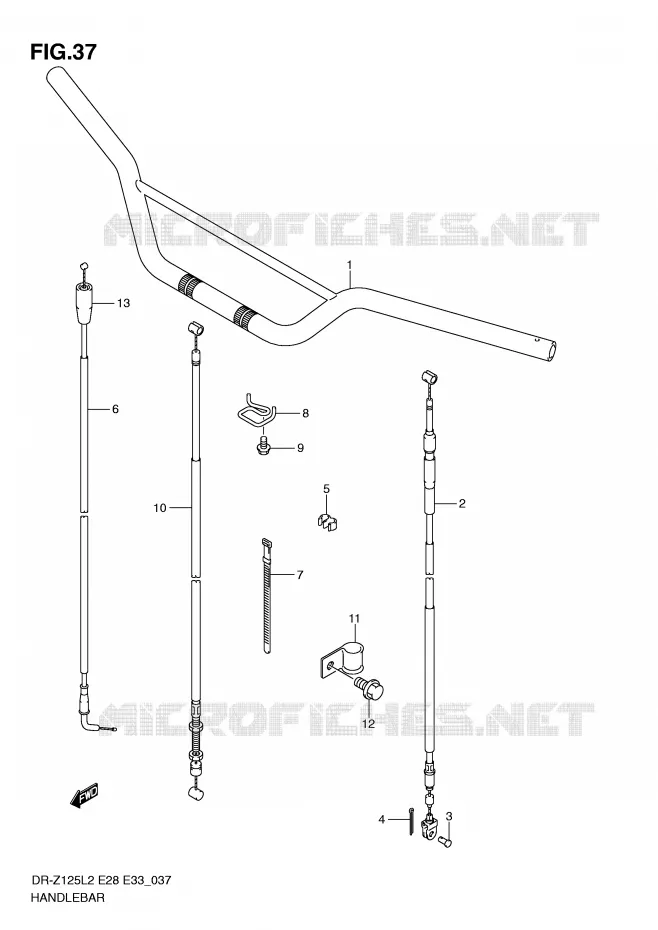 STUUR (DR-Z125L2 E28) Suzuki MOTO 125 DR-Z 2012  DR-Z125LL2(E28)