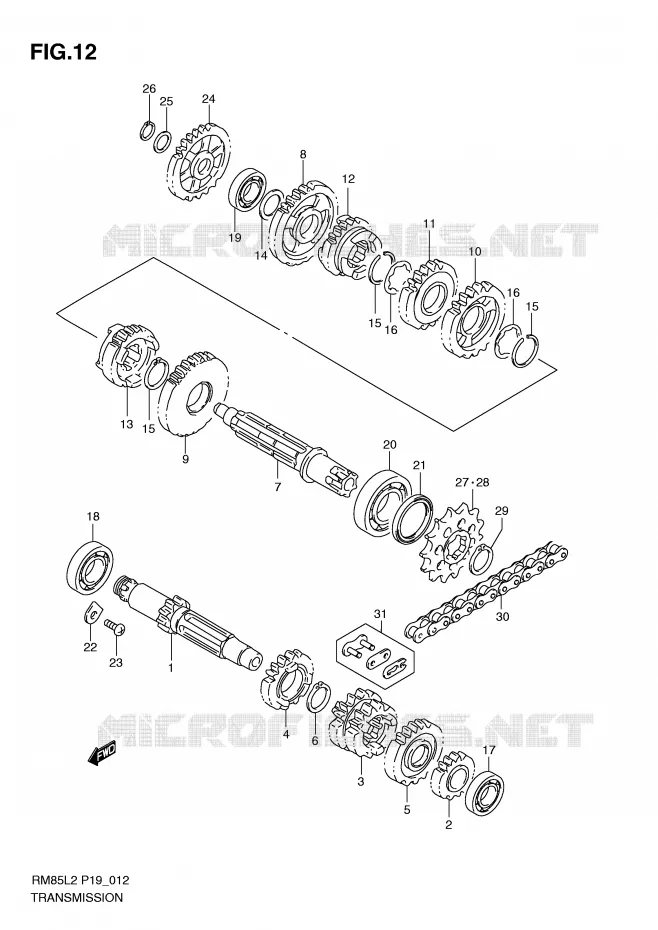 TRANSMISSION (RM85L2 P19) Suzuki MOTO 85 RM 2012  RM85L2(P19)