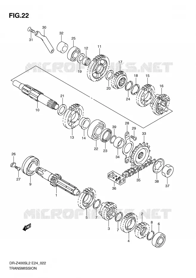 TRANSMISSION Suzuki MOTO 400 DR-Z 2012  DR-Z400SL2(E24)