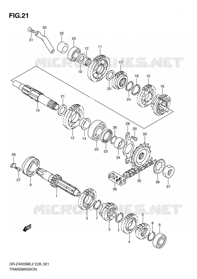 TRANSMISSION Suzuki MOTO 400 DR-Z 2012  DR-Z400SML2(E28)