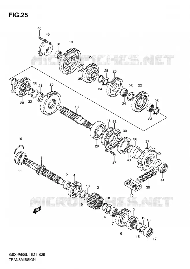 TRANSMISSION Suzuki MOTO 600 GSX-R 2011  GSX-R600L1(E21)