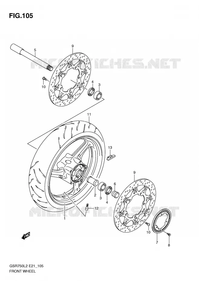 VOORWIEL (GSR750AL2 E21) Suzuki MOTO 750 GSR 2012  GSR750AL2(E21)