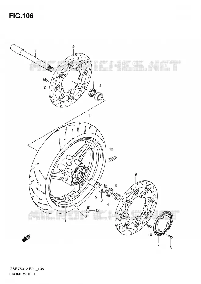 VOORWIEL (GSR750AL2 E24) Suzuki MOTO 750 GSR 2012  GSR750AL2(E21)