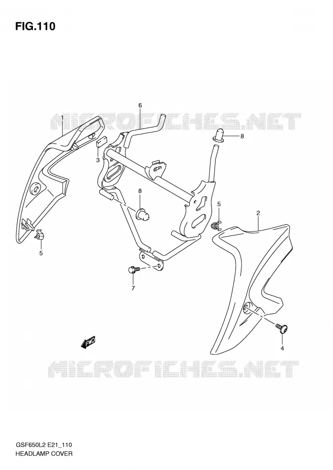 HEADLIGHT COVER (GSF650UAL2 E21) Suzuki MOTO 650 BANDIT 2012  GSF650SAL2(E21)