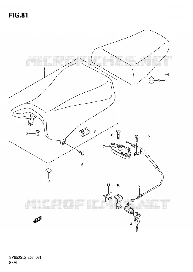 SEAT (SV650SL2 E24) Suzuki MOTO 650 SV 2012  SV650SUL2(E02)