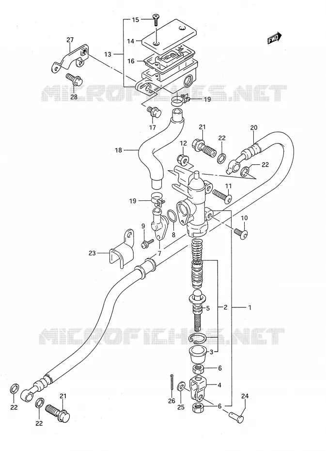 ACHTER HOOFDREMCILINDER (MODELE M/N) Suzuki MOTO 400 BANDIT-N 1991  GSF400M(E28)