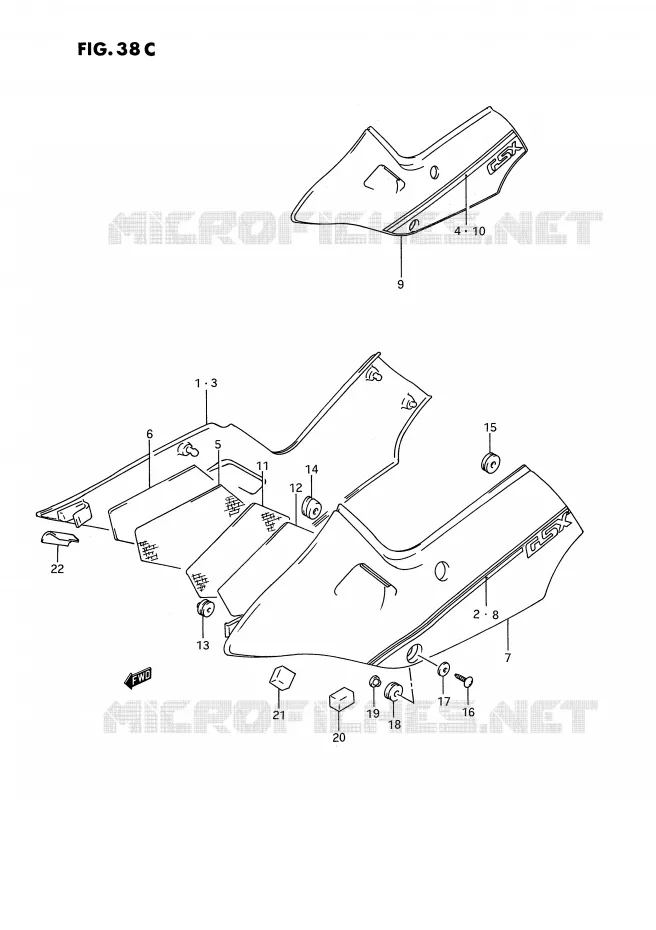 ACHTER KUIP  (MODELE M) Suzuki MOTO 1100 GSX-F 1994  GSX1100FR(E2)