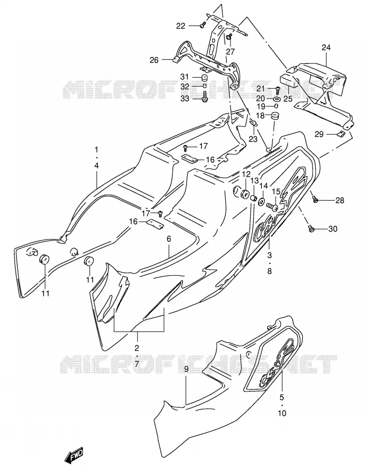ACHTER KUIP  (MODELE P) Suzuki MOTO 400 GSX-R 1994  GSX-R400RR(E30)